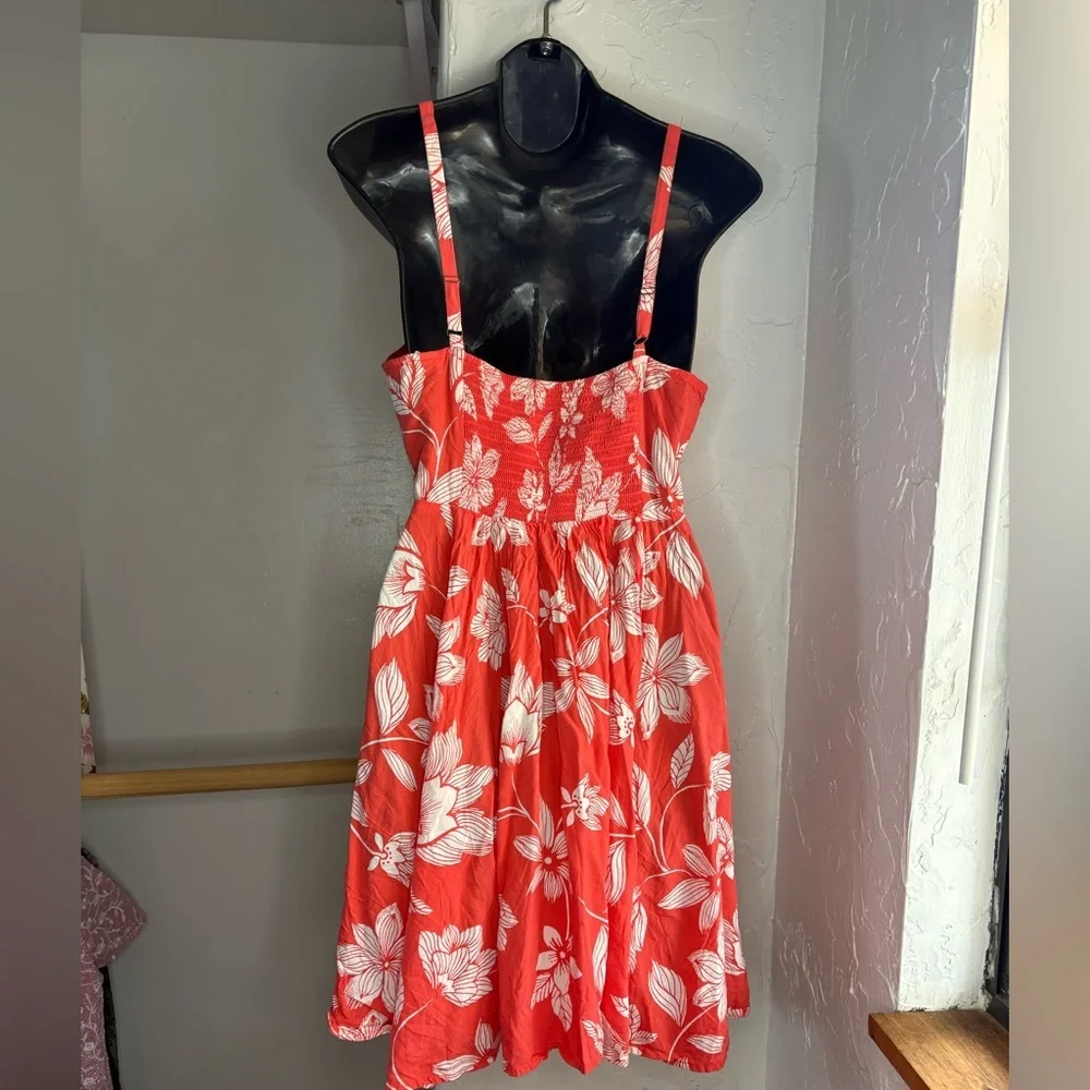 Gap mini Coral Floral Sundress with White Bloom Print sz S